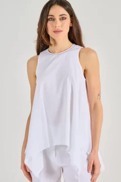 Top voile puro cotone bianco