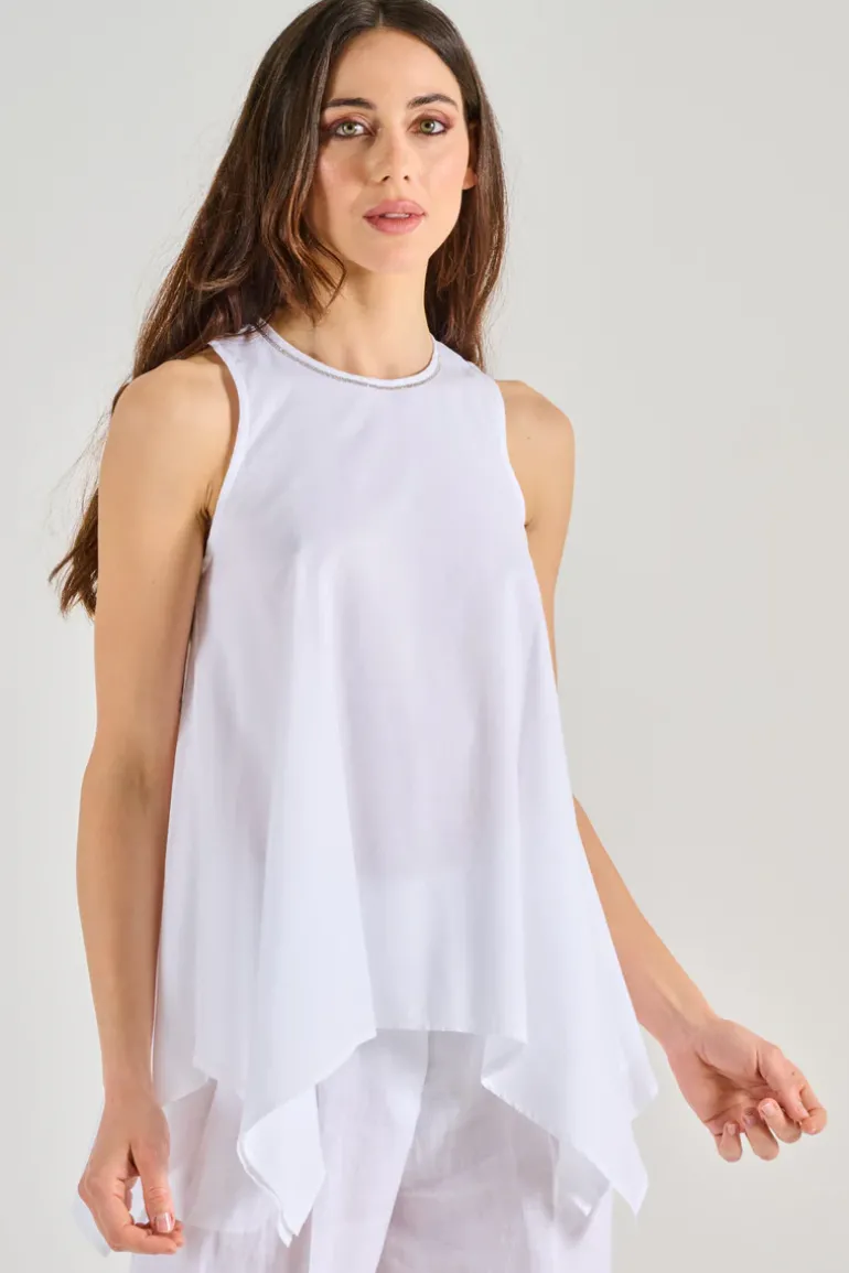 Top voile puro cotone bianco