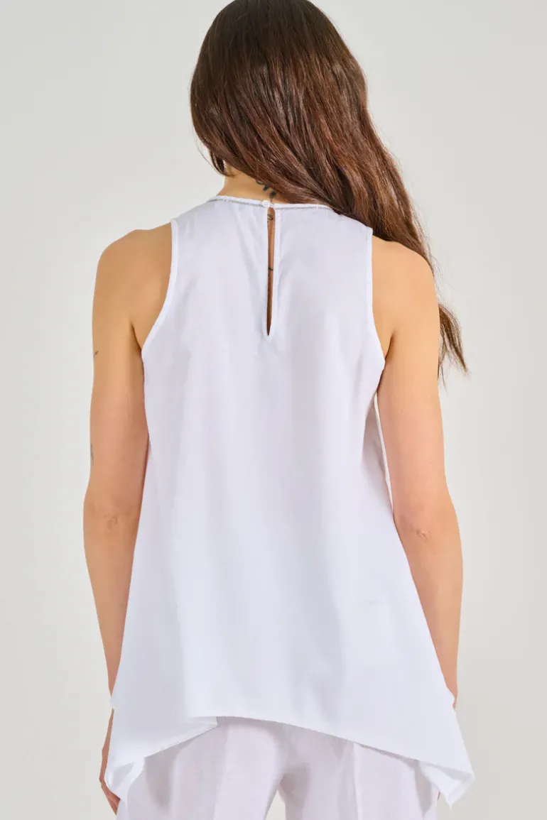 Top voile puro cotone bianco