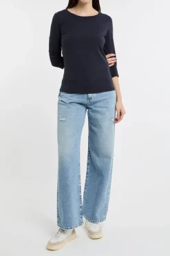 T-shirt 34 blu in cotone/elastane