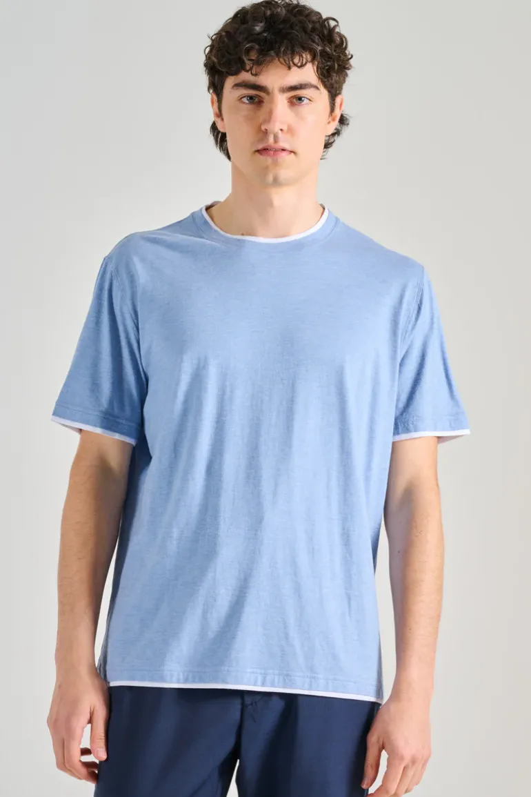 T-shirt duo mm jersey melange azzurro