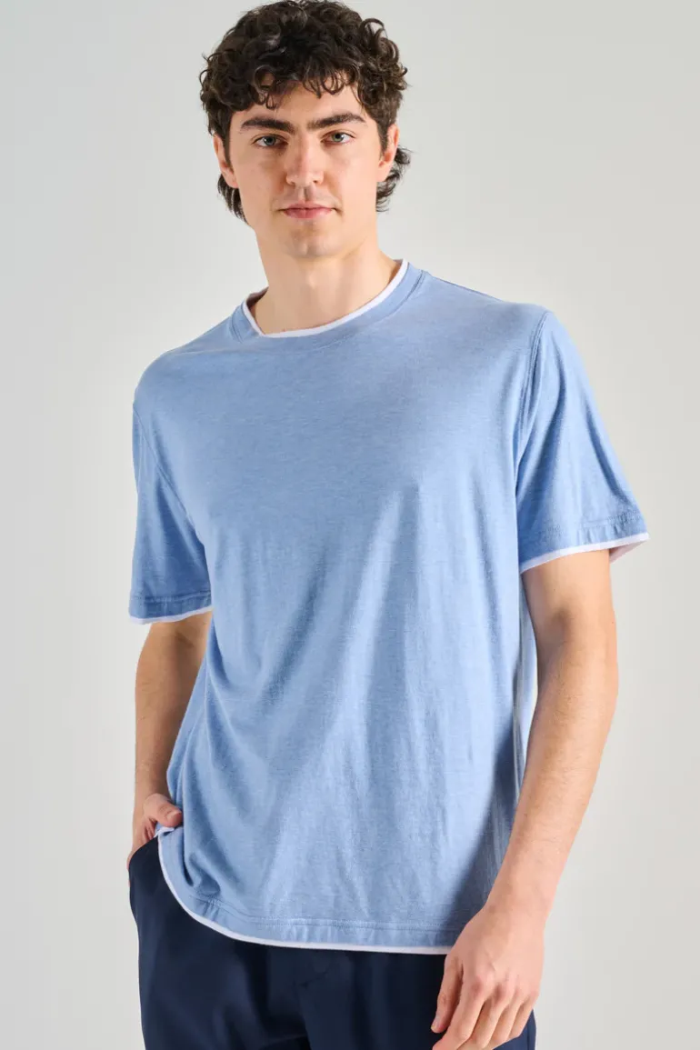 T-shirt duo mm jersey melange azzurro