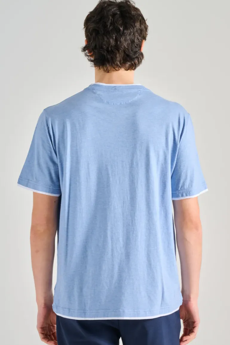 T-shirt duo mm jersey melange azzurro