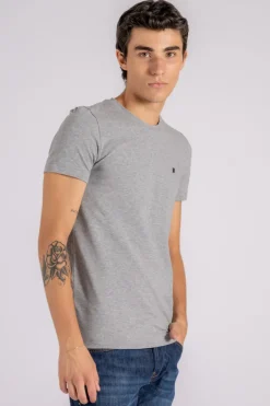 T-shirt grigio in cotone/elastam