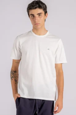 T-shirt logo patch cotone bianco