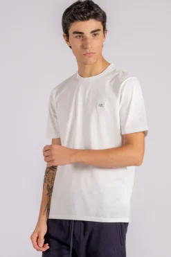 T-shirt logo patch cotone bianco