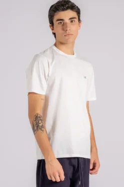 T-shirt logo patch cotone bianco