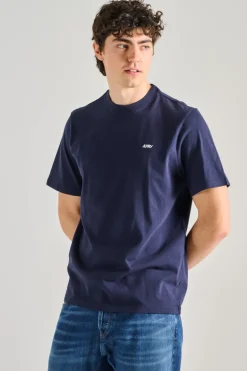 T-shirt main cotone blu