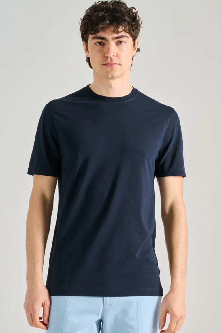 T-shirt manica corta cotone blu