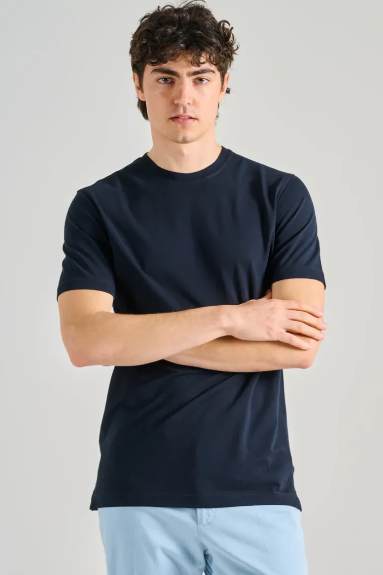 T-shirt manica corta cotone blu