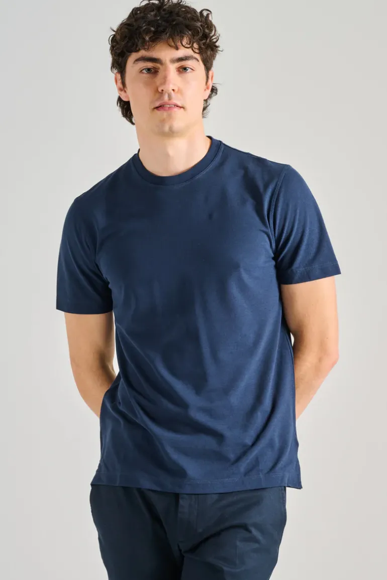 T-shirt manica corta cotone blu