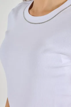 T-shirt microcostina jersey stretch bianco