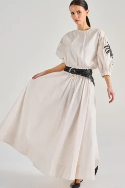 T-shirt ricamo palme cotone bianco