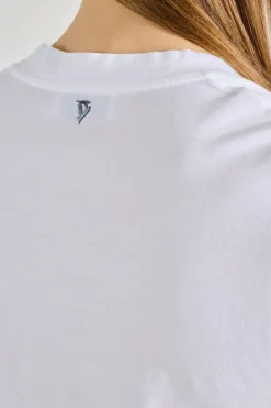 T-shirt scollo a v cotone bianco