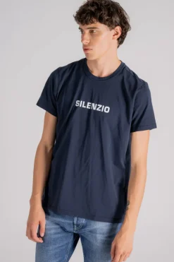 T-shirt silenzio cotone blu
