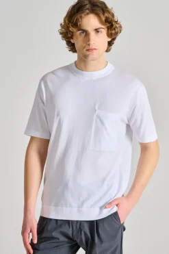 T-shirt tascone manica corta over cotone bianco
