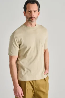 T-shirt tascone manica corta over cotone beige