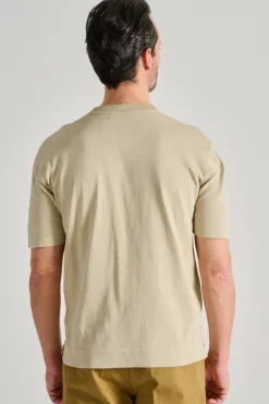 T-shirt tascone manica corta over cotone beige