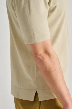 T-shirt tascone manica corta over cotone beige