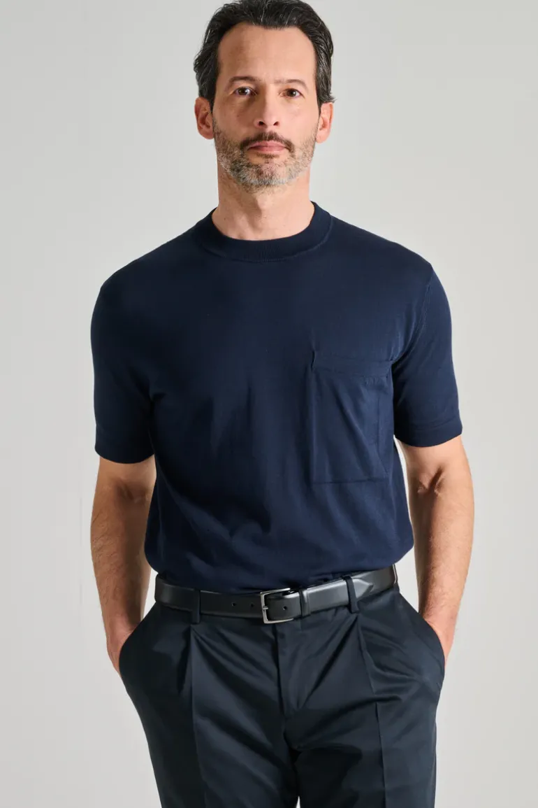 T-shirt tascone manica corta over cotone blu