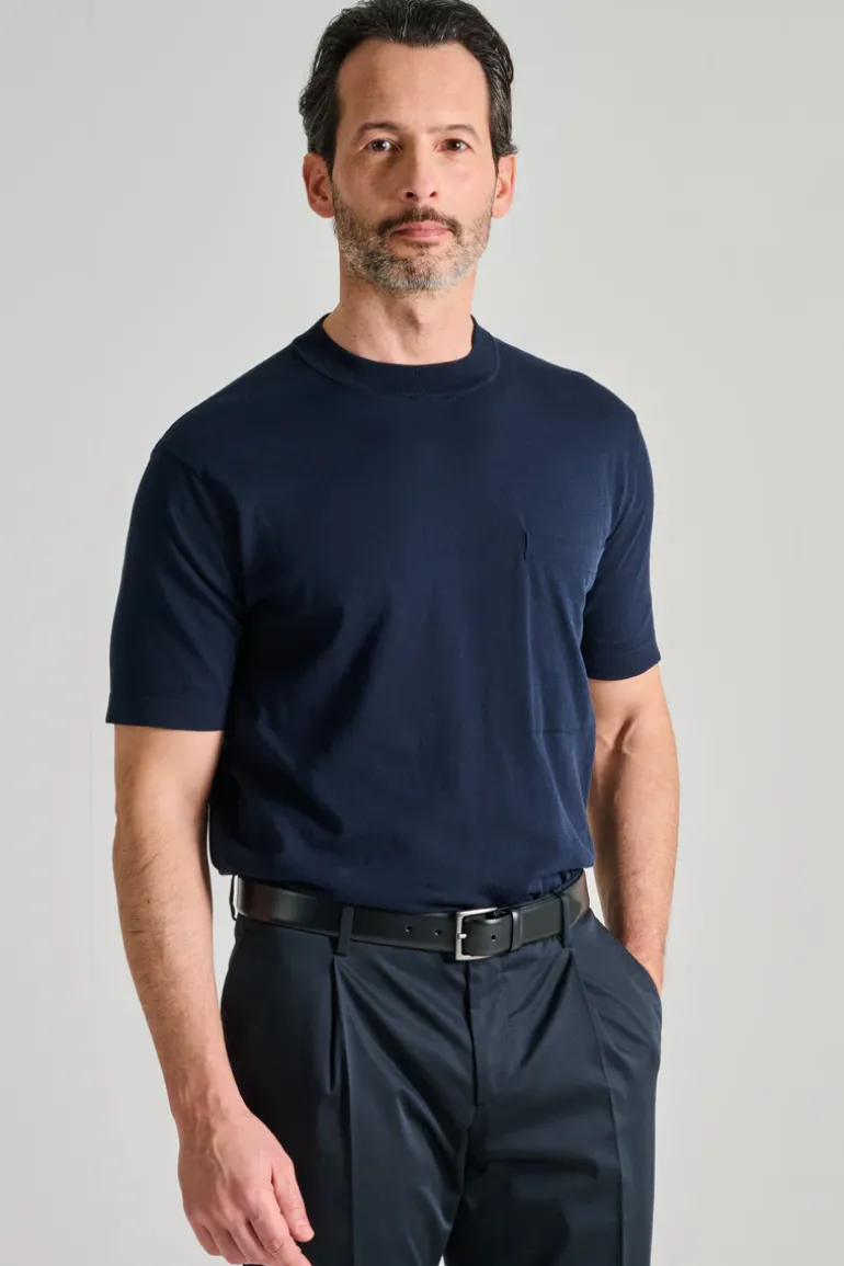 T-shirt tascone manica corta over cotone blu