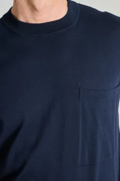 T-shirt tascone manica corta over cotone blu