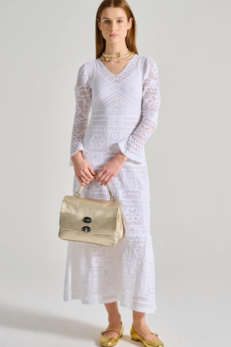 Abito patchwork lungo bianco