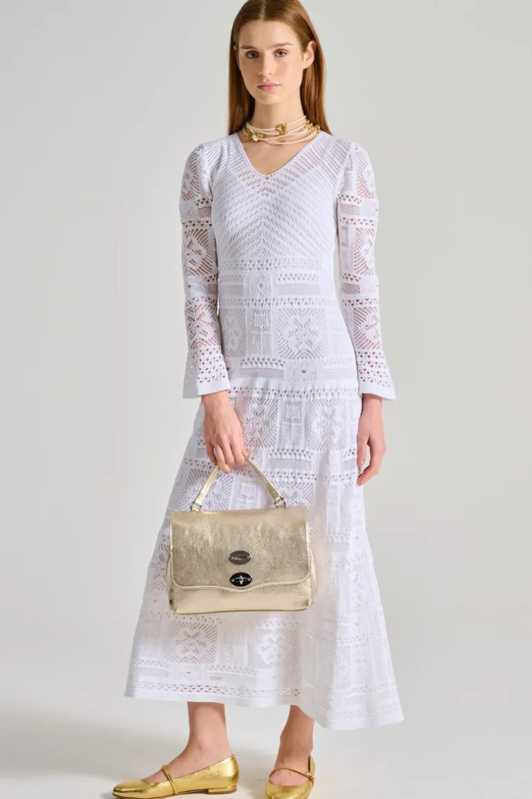 Abito patchwork lungo bianco