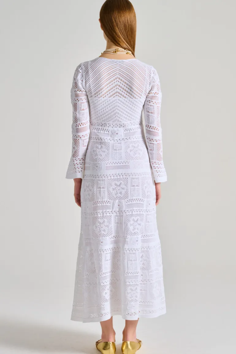 Abito patchwork lungo bianco