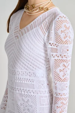 Abito patchwork lungo bianco