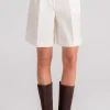 Bermuda camila in poliestere/lana vergine beige