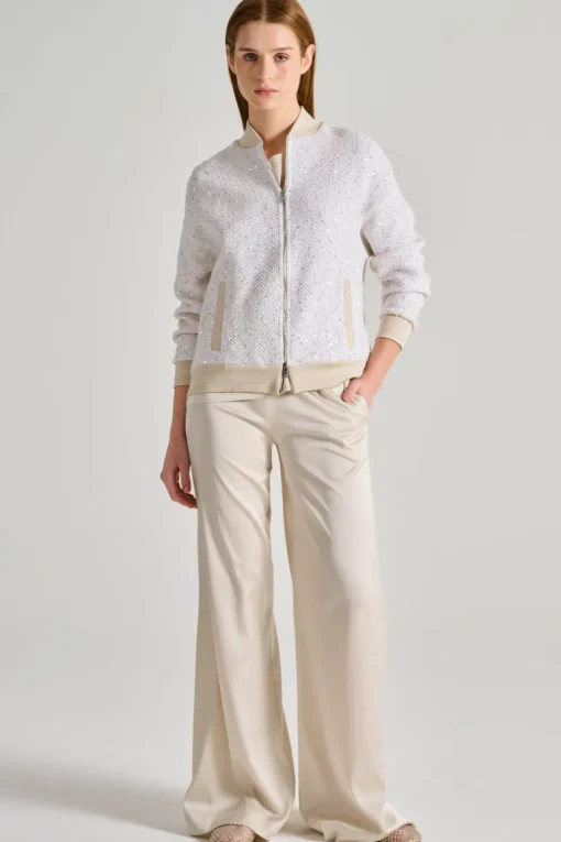 Bomber trame cristalli beige