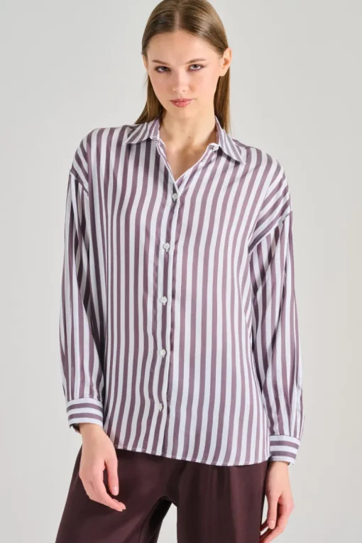 Camicia 100% cotone marrone