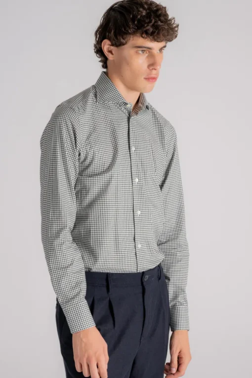 Camicia collo alla francese 100% cotone verde