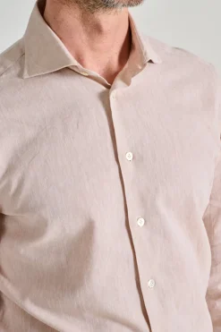 Camicia cotone/lino beige