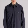 Camicia doppia in poliestere/lana blu
