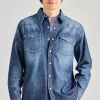 Camicia lamb texana cotone blu