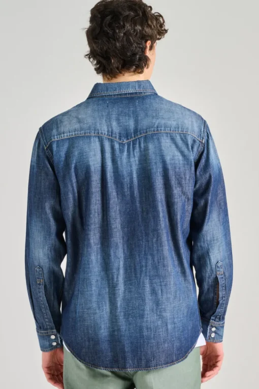 Camicia lamb texana cotone blu