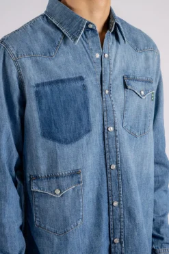 Camicia lamb texana cotone blu