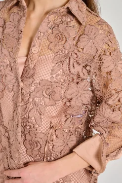 Camicia pizzo macramè beige