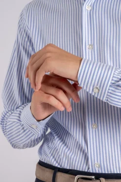 Camicia slim 100% cotone azzurro