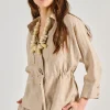 Camicia tela di lino effetto delavé beige