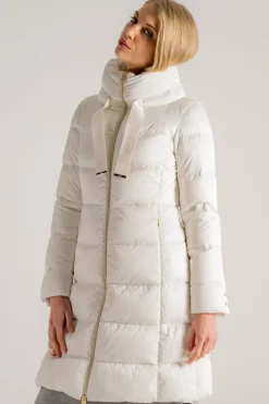 Cappotto medio in raso bianco donna