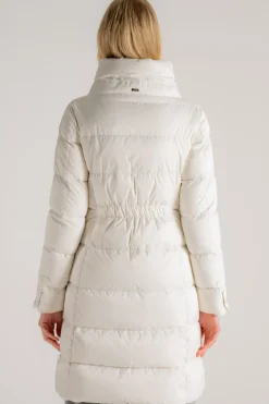 Cappotto medio in raso bianco donna