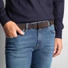 Cintura nobuckle suede in camoscio e tessuto marrone uomo