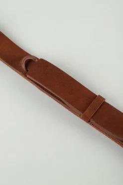 Cintura nobuckle suede in camoscio e tessuto marrone uomo