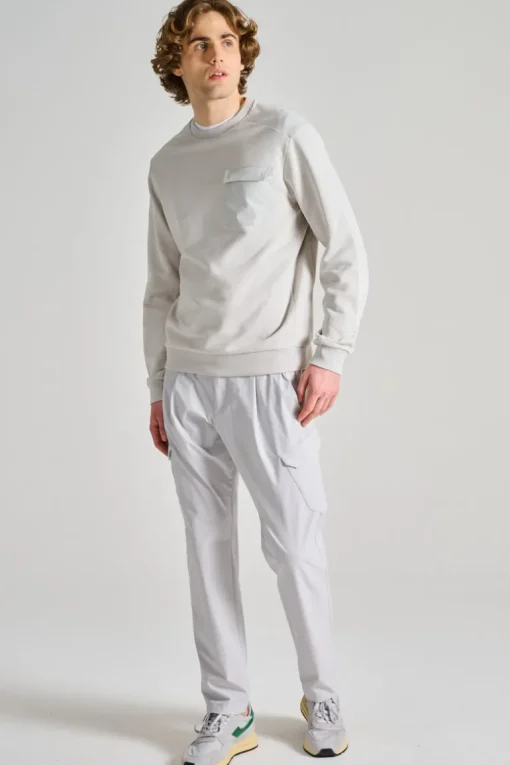 Felpa girocollo taschino cotone bianco