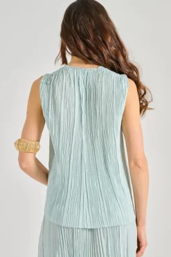 Forte forte top ecoviscose pliss azzurro