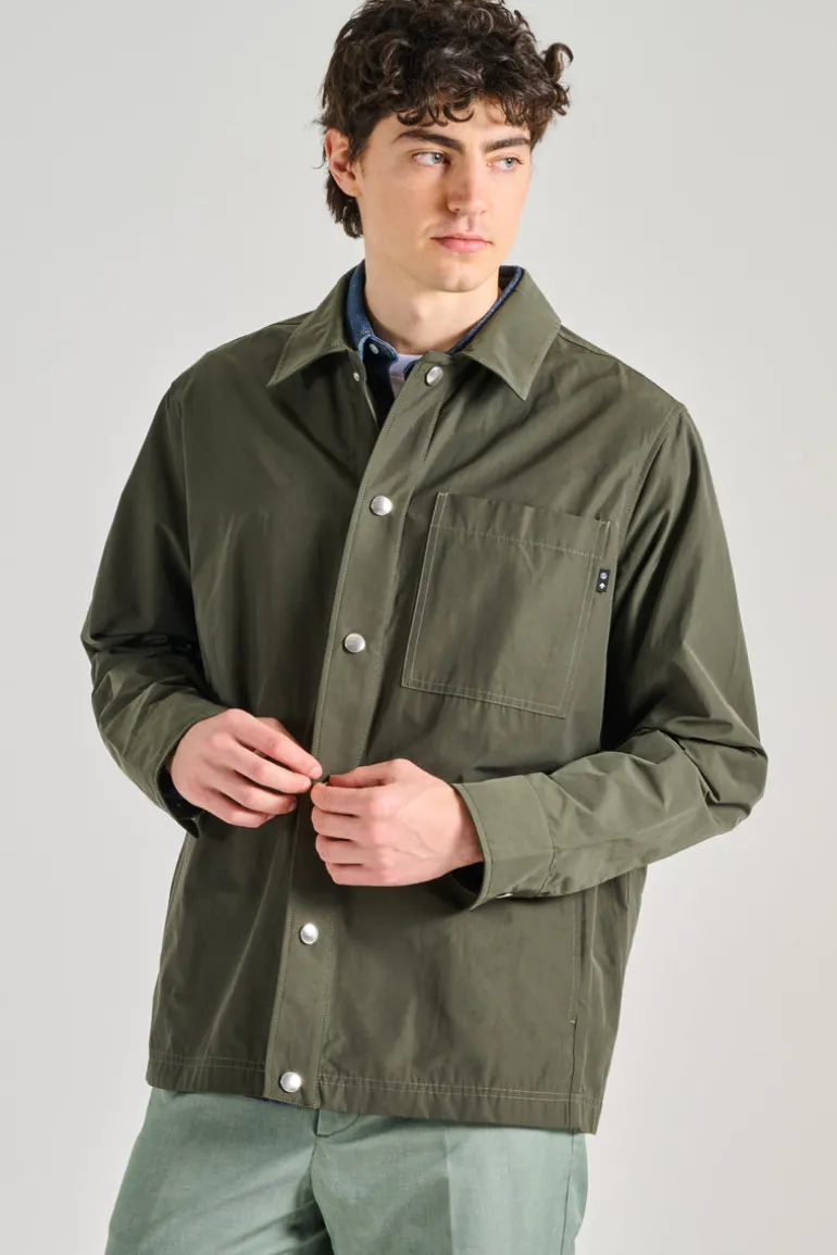 Giacca camicia over tessuto verde