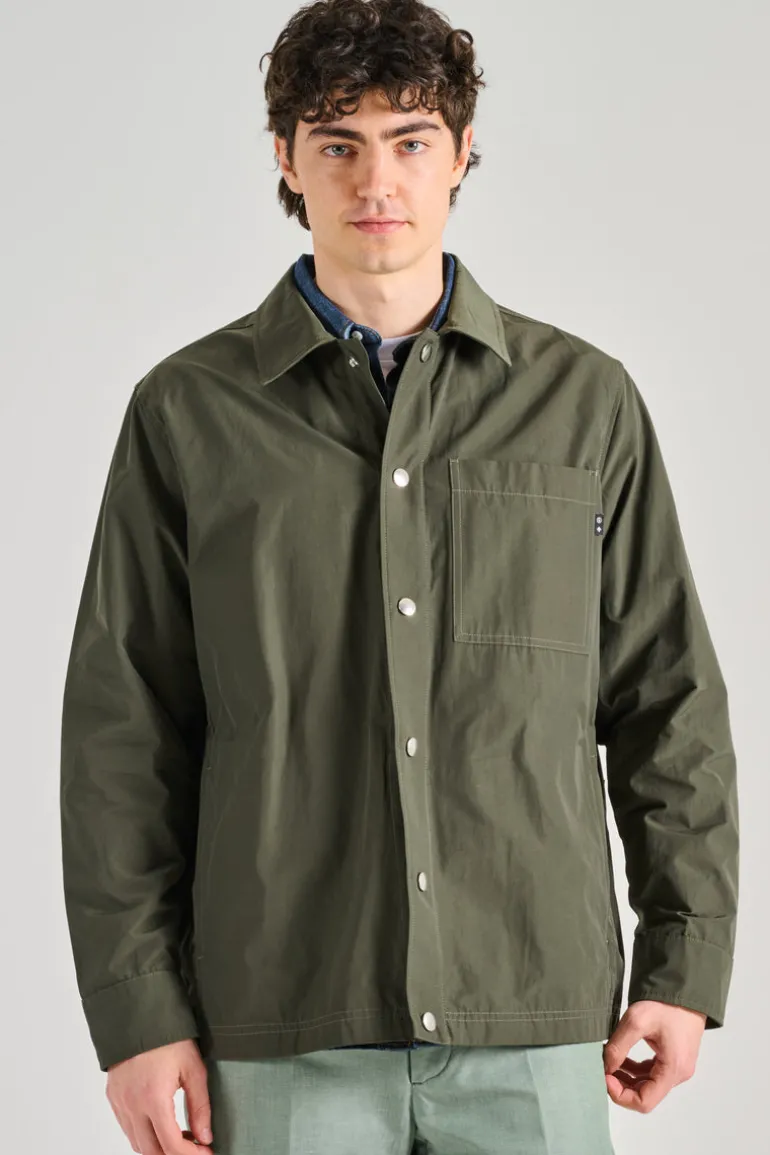 Giacca camicia over tessuto verde